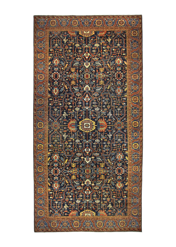 A35781 Oriental Rug Pakistani Handmade Area Transitional Tribal 8'11'' x 17'6'' -9x18- Red Blue Geometric Ariana Heriz Design