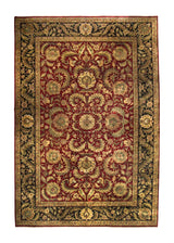 A35785 Oriental Rug Indian Handmade Area Traditional 12'3'' x 18'0'' -12x18- Red Green Black Tea Washed Floral Jaipur Design