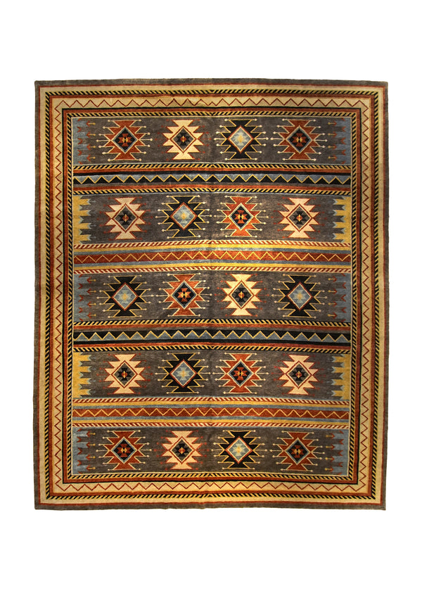 A35786 Oriental Rug Indian Handmade Area Transitional Tribal 12'3'' x 14'9'' -12x15- Red Gray Southwest Geometric Design