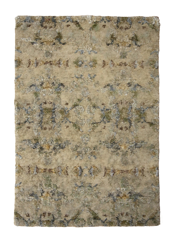 A35790 Oriental Rug Indian Handmade Area Modern Neutral 2'0'' x 3'0'' -2x3- Whites Beige Yellow Gold Abstract Splatter Design