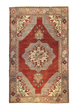 A35799 Oriental Rug Turkish Handmade Area Tribal 4'10'' x 7'10'' -5x8- Red Geometric Heriz Design