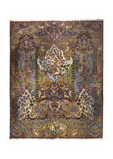 A35810 Persian Rug Moud Handmade Area Traditional 9'9'' x 12'4'' -10x12- Green Purple Multi-color Tree of Life Pictorial Vase Animals Design