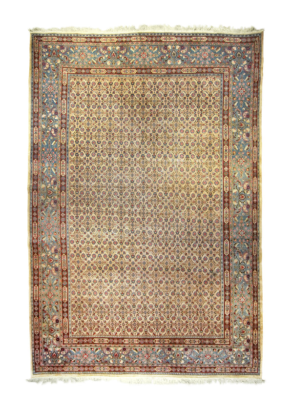 A35817 Persian Rug Moud Handmade Area Traditional 8'4'' x 13'0'' -8x13- Whites Beige Blue Herati Design