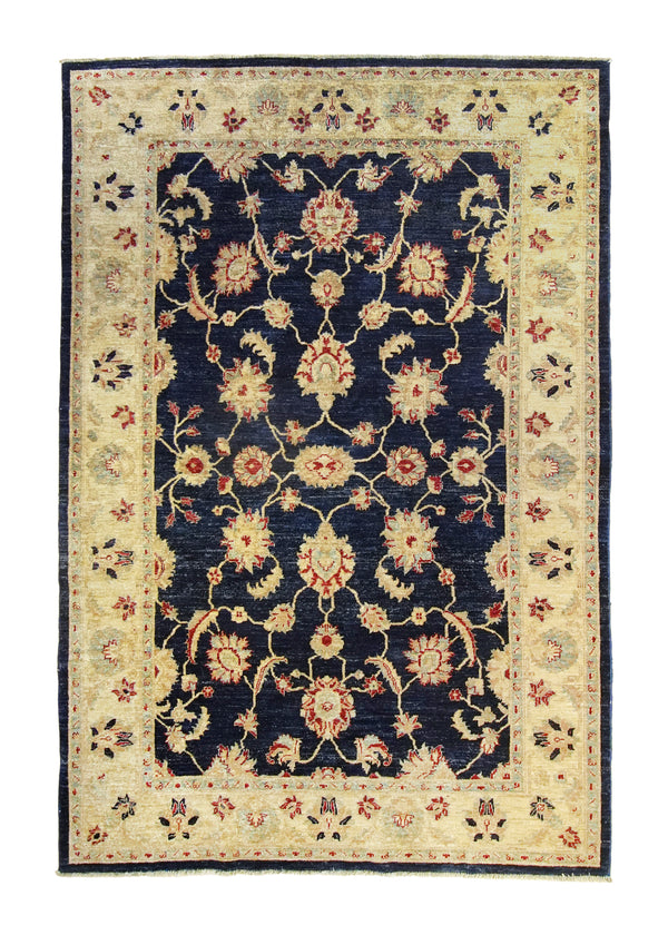 A35821 Oriental Rug Pakistani Handmade Area Transitional 5'12'' x 8'10'' -6x9- Whites Beige Blue Floral Oushak Design