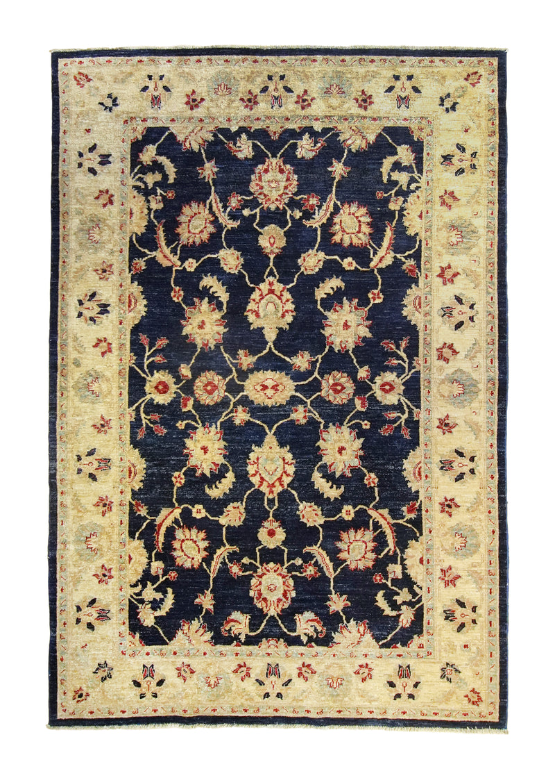 A35821 Oriental Rug Pakistani Handmade Area Transitional 6'0'' x 8'10'' -6x9- Whites Beige Blue Floral Oushak Design.jpg