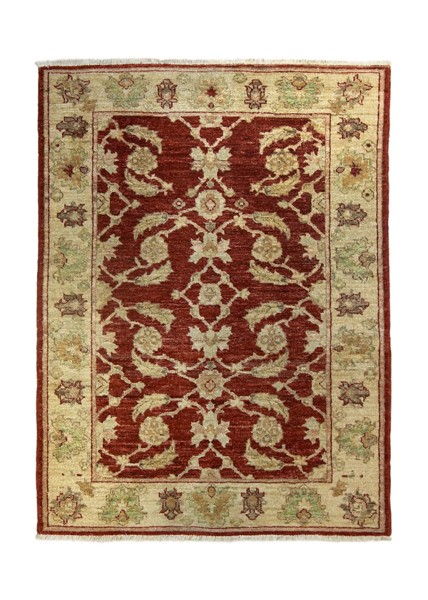 A35823 Oriental Rug Pakistani Handmade Area Transitional 3'9'' x 4'11'' -4x5- Whites Beige Red Floral Oushak Design