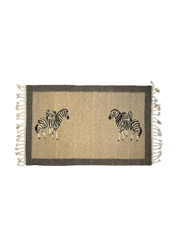 A35824 Oriental Rug African Handmade Area Tribal 2'6'' x 3'11'' -3x4- Whites Beige Gray Animals Open Design