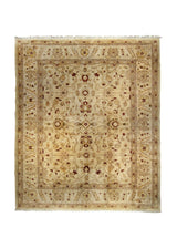 A35827 Oriental Rug Pakistani Handmade Area Transitional Neutral 8'2'' x 9'10'' -8x10- Whites Beige Red Floral Oushak Design.jpg
