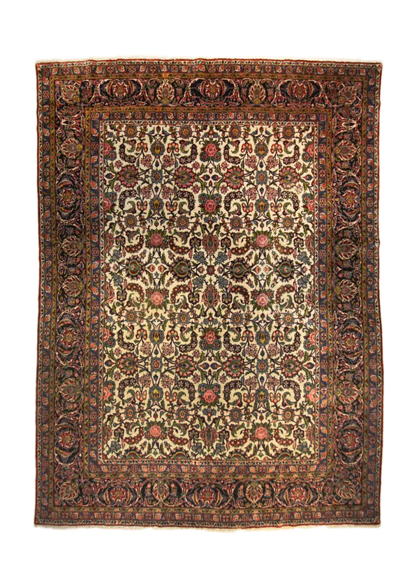 A35832 Persian Rug Kashan Handmade Area Antique Traditional 8'7'' x 12'0'' -9x12- Red Green Floral Design