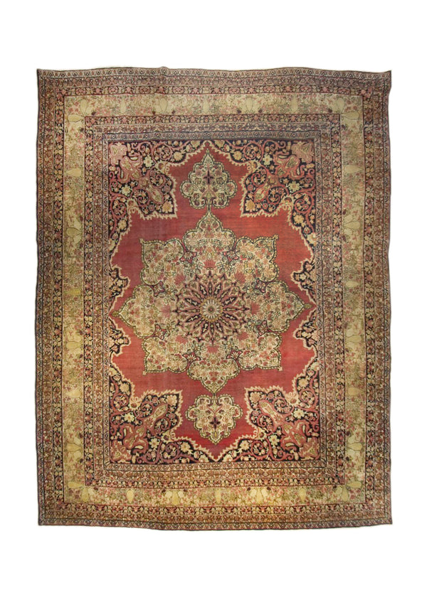 A35833 Persian Rug Khorasan Handmade Area Antique Traditional 9'12'' x 13'0'' -10x13- Whites Beige Pink Floral Open Field Design