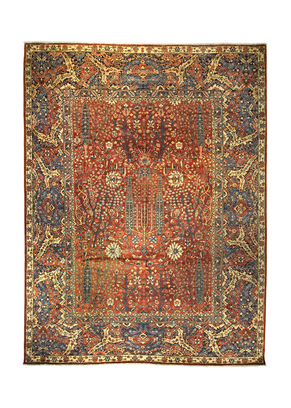 A35834 Oriental Rug Pakistani Handmade Area Transitional Tribal 9'2'' x 12'2'' -9x12- Yellow Gold Red Blue Tree of Life Nooristan Bakhshayesh Design