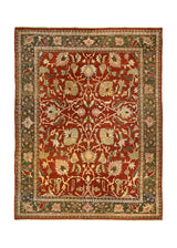 A35835 Oriental Rug Afghan Handmade Area Transitional 7'11'' x 10'5'' -8x10- Red Green Floral Oushak Design
