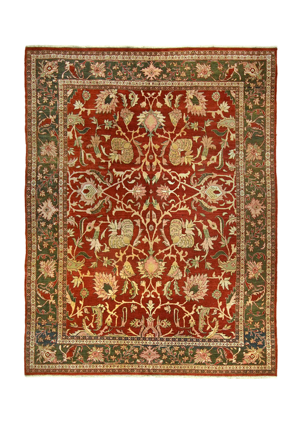 A35835 Oriental Rug Afghan Handmade Area Transitional 7'11'' x 10'5'' -8x10- Red Green Floral Oushak Design