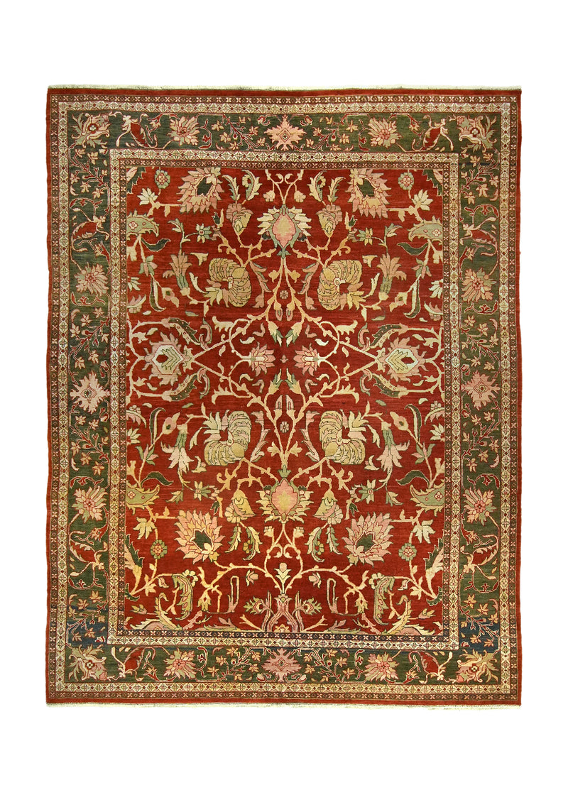 A35835 Oriental Rug Afghan Handmade Area Transitional 7'11'' x 10'5'' -8x10- Red Green Floral Oushak Design