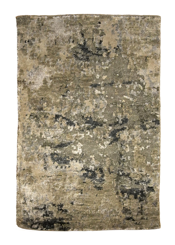 A35837 Oriental Rug Indian Handmade Area Modern Neutral 2'0'' x 3'0'' -2x3- Whites Beige Gray Abstract Splatter Design