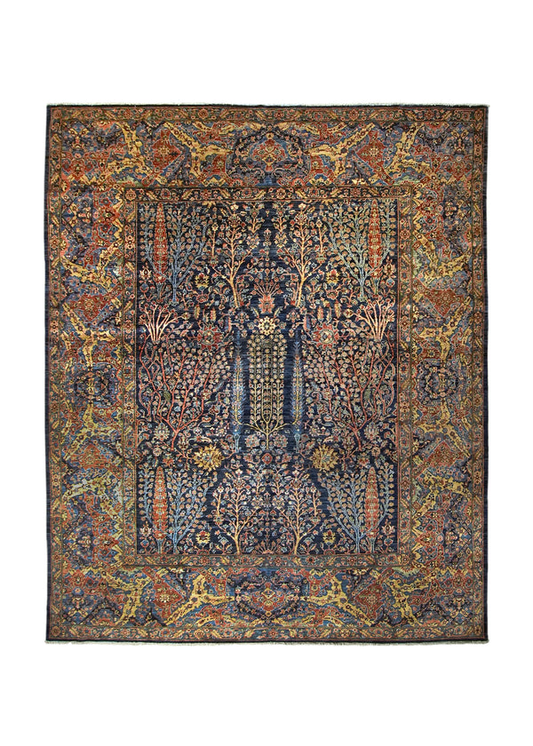 A35842 Oriental Rug Pakistani Handmade Area Transitional Tribal 7'11'' x 9'10'' -8x10- Blue Yellow Gold Tree of Life Faryab Mostofi Bakhshayesh Design