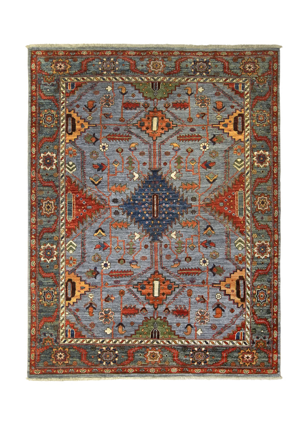 A35859 Oriental Rug Pakistani Handmade Area Transitional Tribal 4'11'' x 6'6'' -5x7- Blue Green Geometric Ariana Heriz Design