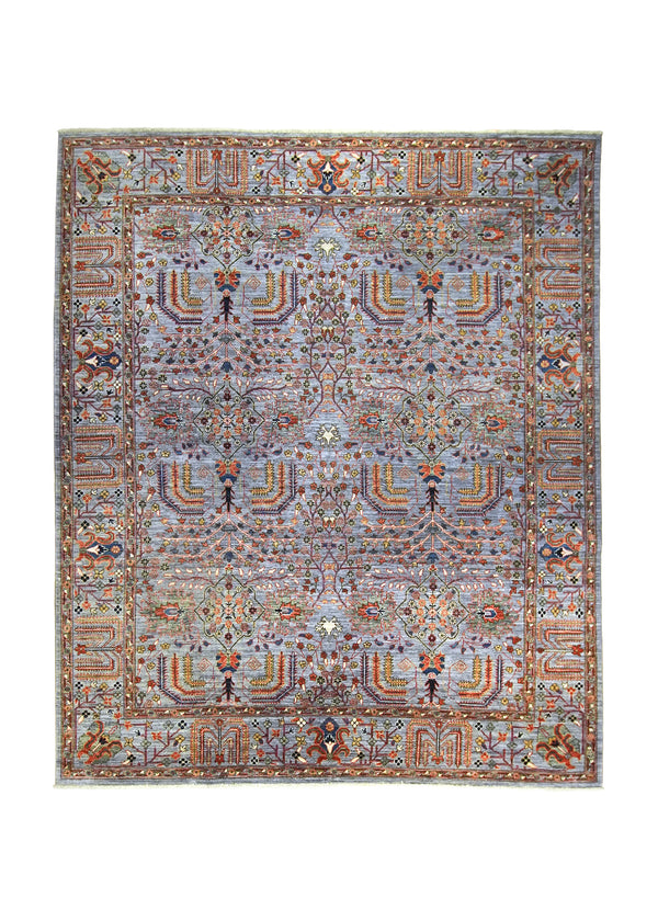 A35864 Oriental Rug Pakistani Handmade Area Transitional Tribal 7'12'' x 9'10'' -8x10- Blue Ariana Bakhshayesh Tree of Life Design