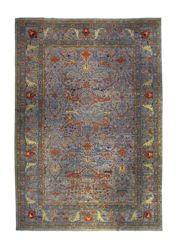 A35870 Oriental Rug Pakistani Handmade Area Transitional Tribal 12'7'' x 17'10'' -13x18- Blue Red Floral Ariana Mostofi Design