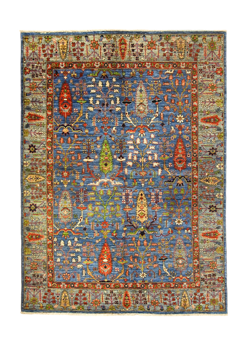 A35873 Oriental Rug Pakistani Handmade Area Transitional Tribal 4'10'' x 6'10'' -5x7- Blue Green Tree of Life Ariana Design