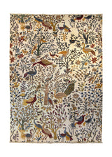 A35884 Oriental Rug Pakistani Handmade Area Transitional Tribal 5'7'' x 7'9'' -6x8- Whites Beige Multi-color Tree of Life Ariana Animals Design