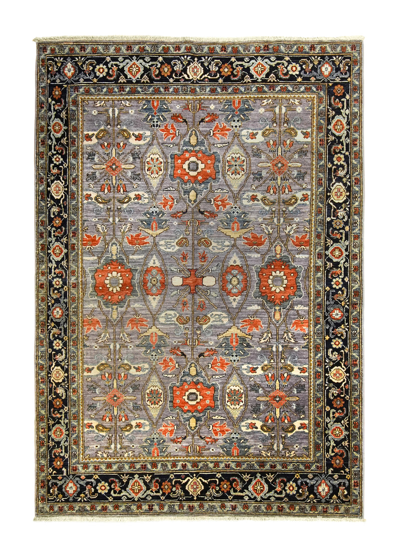 A35885 Oriental Rug Pakistani Handmade Area Transitional Tribal 4'10'' x 6'11'' -5x7- Blue Red Floral Ariana Oushak Design