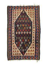 A35887 Oriental Rug Turkish Handmade Area Tribal 3'3'' x 5'5'' -3x5- Red Geometric Kilim Design