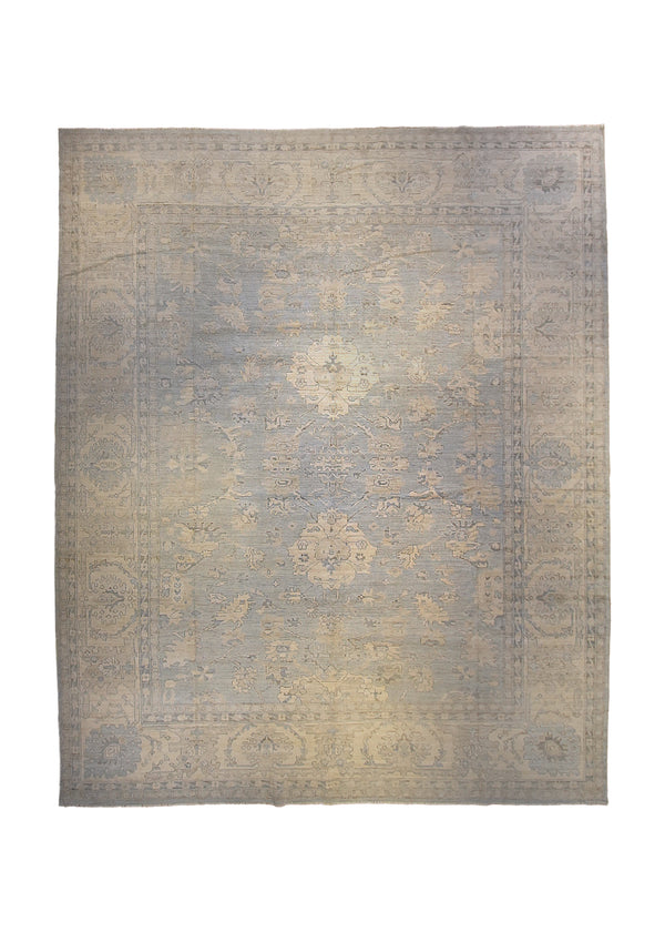 A35898 Oriental Rug Pakistani Handmade Area Transitional Neutral 11'10'' x 14'8'' -12x15- Blue Whites Beige Silver Wash Floral Oushak Design