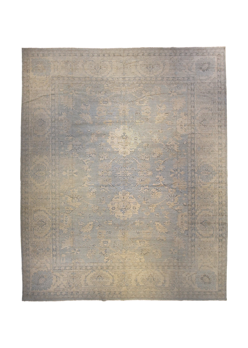 A35898 Oriental Rug Pakistani Handmade Area Transitional Neutral 11'10'' x 14'8'' -12x15- Blue Whites Beige Silver Wash Floral Oushak Design
