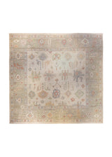A35899 Oriental Rug Pakistani Handmade Area Transitional Neutral 11'9'' x 12'2'' -12x12- Green Whites Beige Silver Wash Floral Oushak Design