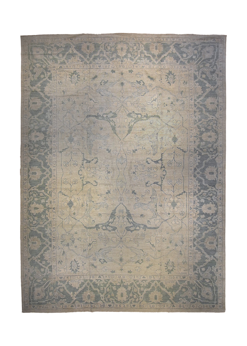 A35901 Oriental Rug Pakistani Handmade Area Transitional Neutral 10'3'' x 14'0'' -10x14- Whites Beige Gray Silver Wash Floral Mostofi Design