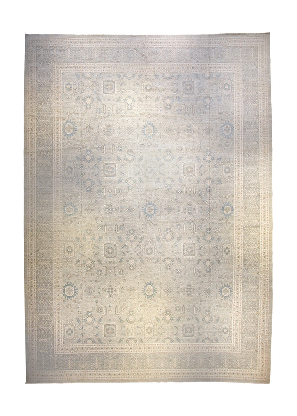 A35905 Oriental Rug Pakistani Handmade Area Transitional Neutral 14'0'' x 19'6'' -14x20- Whites Beige Blue Silver Wash Floral Chobi Design