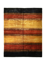 A35916 Oriental Rug Pakistani Handmade Area Tribal 7'11'' x 9'11'' -8x10- Yellow Gold Black Red Stripes Gabbeh Design