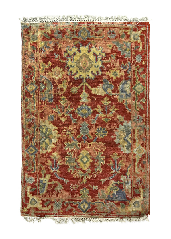 A35930 Oriental Rug Indian Handmade Area Transitional 2'0'' x 3'0'' -2x3- Red Yellow Gold Oushak Design