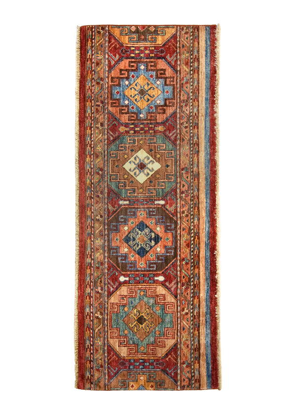 A35937 Oriental Rug Pakistani Handmade Area Transitional Tribal 2'5'' x 5'8'' -2x6- Red Geometric Southwest Khorjin Design