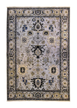 A35961 Oriental Rug Pakistani Handmade Area Transitional Neutral 5'11'' x 8'9'' -6x9- Blue Floral Ariana Oushak Design