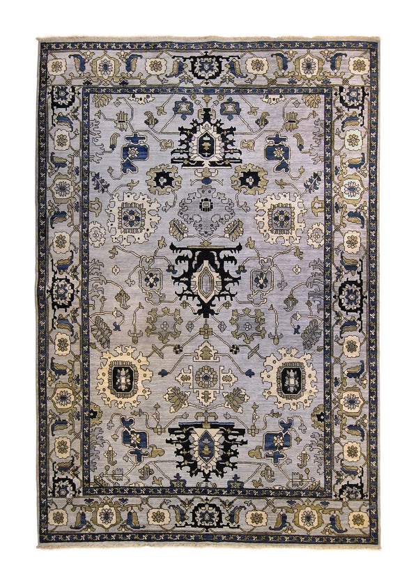 A35961 Oriental Rug Pakistani Handmade Area Transitional Neutral 5'11'' x 8'9'' -6x9- Blue Floral Ariana Oushak Design