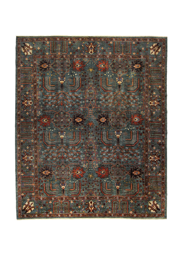 A35963 Oriental Rug Pakistani Handmade Area Transitional Tribal 8'1'' x 9'11'' -8x10- Green Floral Ariana Bakhshayesh Design