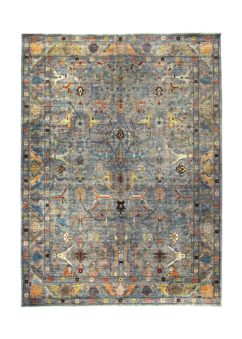 A35966 Oriental Rug Pakistani Handmade Area Transitional Tribal 8'11'' x 12'1'' -9x12- Blue Floral Ariana Mostofi Design