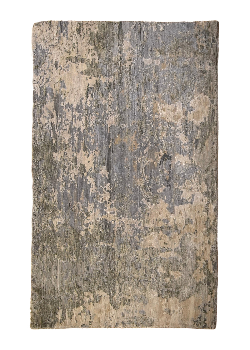 A35970 Oriental Rug Indian Handmade Area Modern Neutral 2'5'' x 4'0'' -2x4- Whites Beige Gray Abstract Splatter Design.jpg