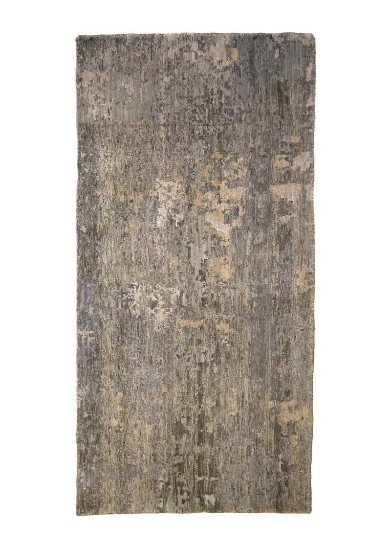 A35971 Oriental Rug Indian Handmade Area Modern Neutral 2'6'' x 5'0'' -3x5- Whites Beige Gray Abstract Splatter Design.jpg