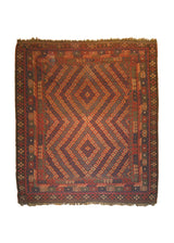 Oriental Rug Afghan Handmade Area Tribal 9'4"x12'5" (9x12) Red Blue Kilim Geometric Design #A10134