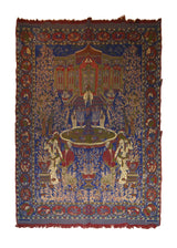 European Rug Handmade Area Traditional 6'6"x10'10" (7x11) Blue Red Tapestry Floral Design #A10183