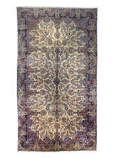 Persian Rug Lavar Kerman Handmade Area Traditional Vintage 9'5"x17'6" (9x18) Whites/Beige Blue Open Field Design #A10359
