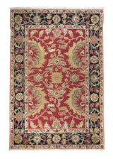 Oriental Rug Chinese Handmade Area Transitional 6'1"x8'10" (6x9) Red Green Floral Design #A10484