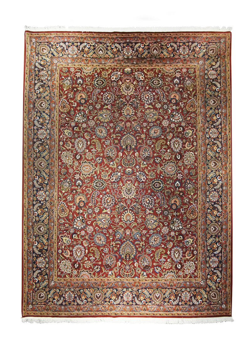 Oriental Rug Indian Handmade Area Traditional 8'11"x12'2" (9x12) Red Blue Floral Design #A10552