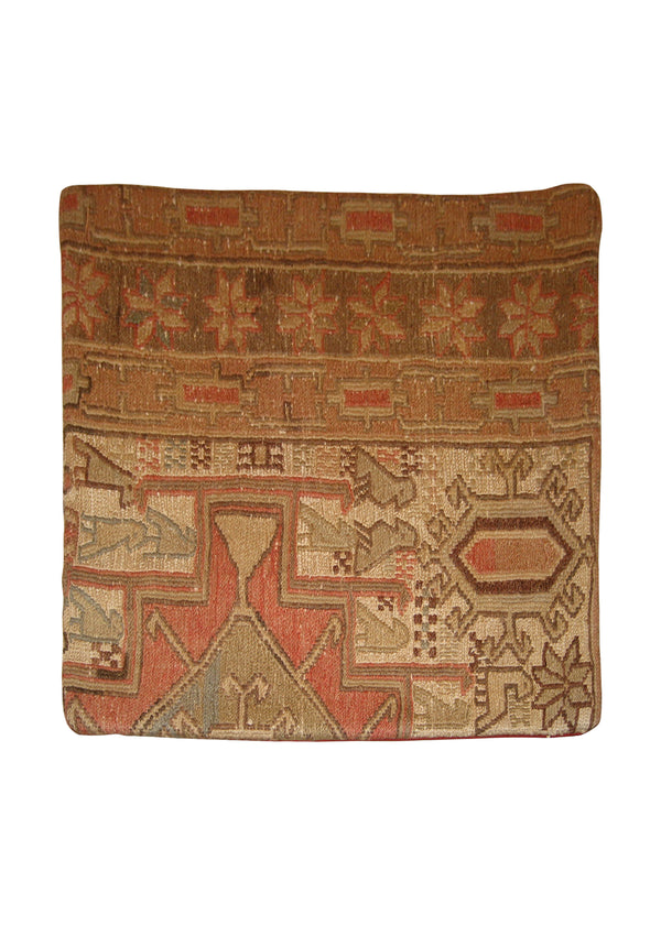 Persian Rug Azerbaijan Handmade Pillow Tribal 1'4"x1'4" (1x1) Whites/Beige Pink Kilim Geometric Design #A10588