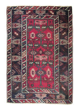 Oriental Rug Turkish Handmade Area Tribal 4'7"x6'11" (5x7) Red Blue Geometric Design #A10694