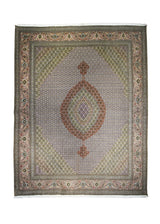 Persian Rug Tabriz Handmade Area Traditional 9'10"x12'8" (10x13) Whites/Beige Pink Green Mahi Fish Design #A10723
