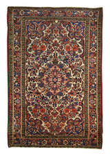 Persian Rug Bakhtiari Handmade Area Tribal 3'5"x5'3" (3x5) Red Blue Floral Design #A10879